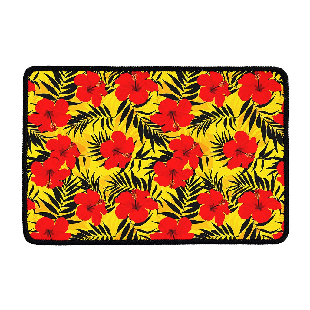 Hawaiian Hibiscus Flowers Pattern Print Kitchen Mat