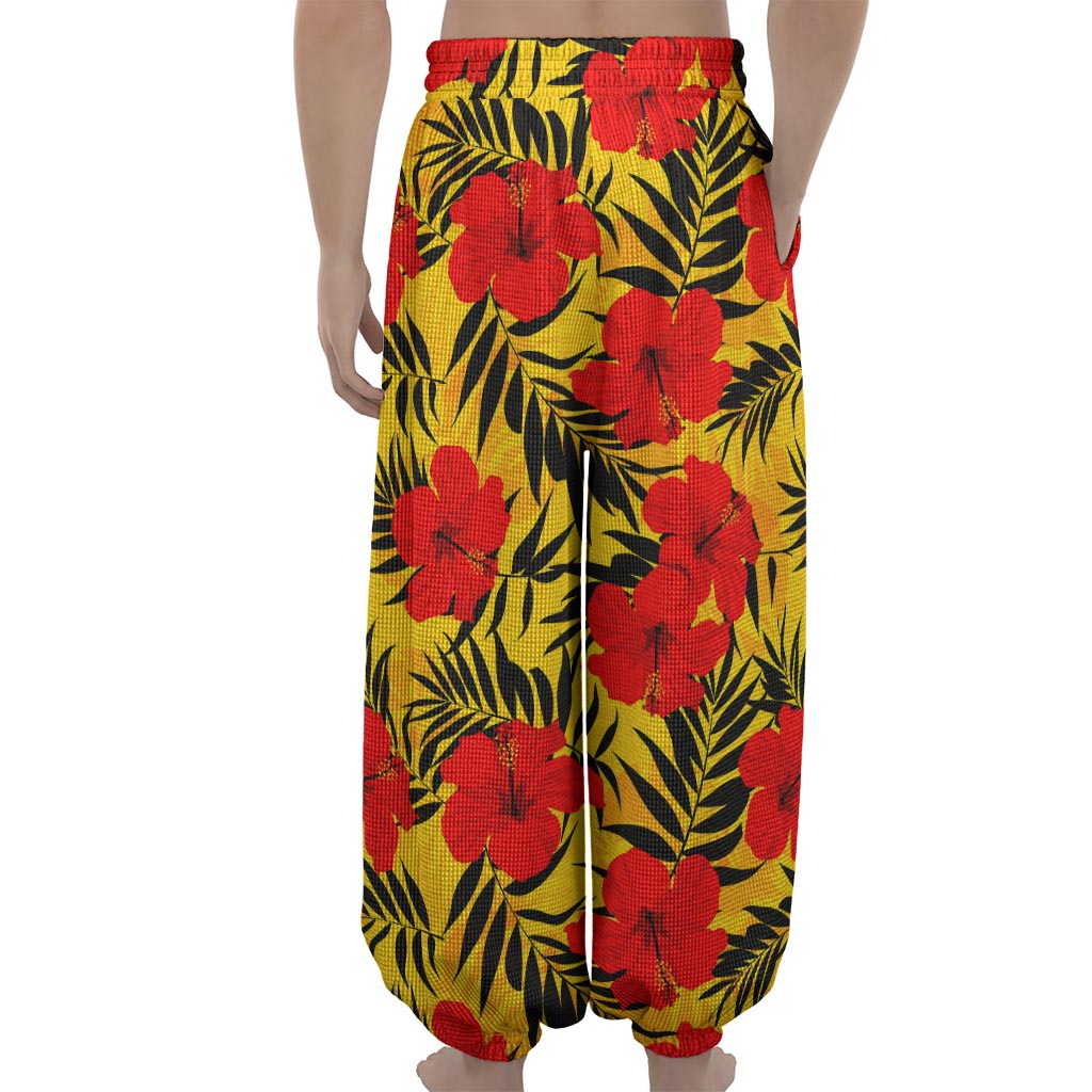Hawaiian Hibiscus Flowers Pattern Print Lantern Pants