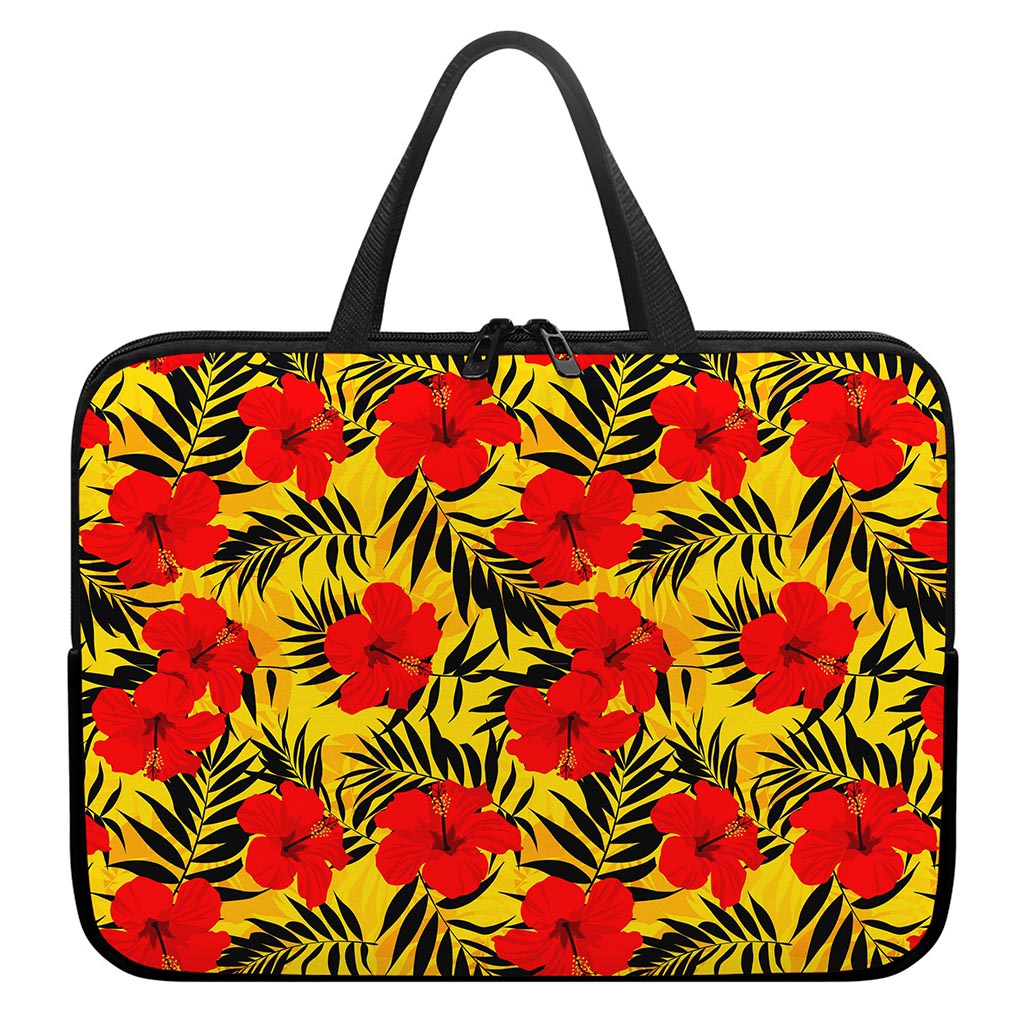 Hawaiian Hibiscus Flowers Pattern Print Laptop Sleeve With Handle