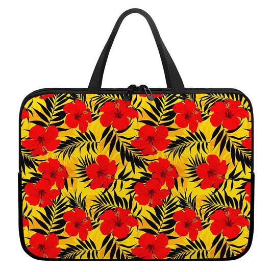 Hawaiian Hibiscus Flowers Pattern Print Laptop Sleeve With Handle