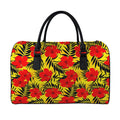 Hawaiian Hibiscus Flowers Pattern Print Leather Duffel Bag