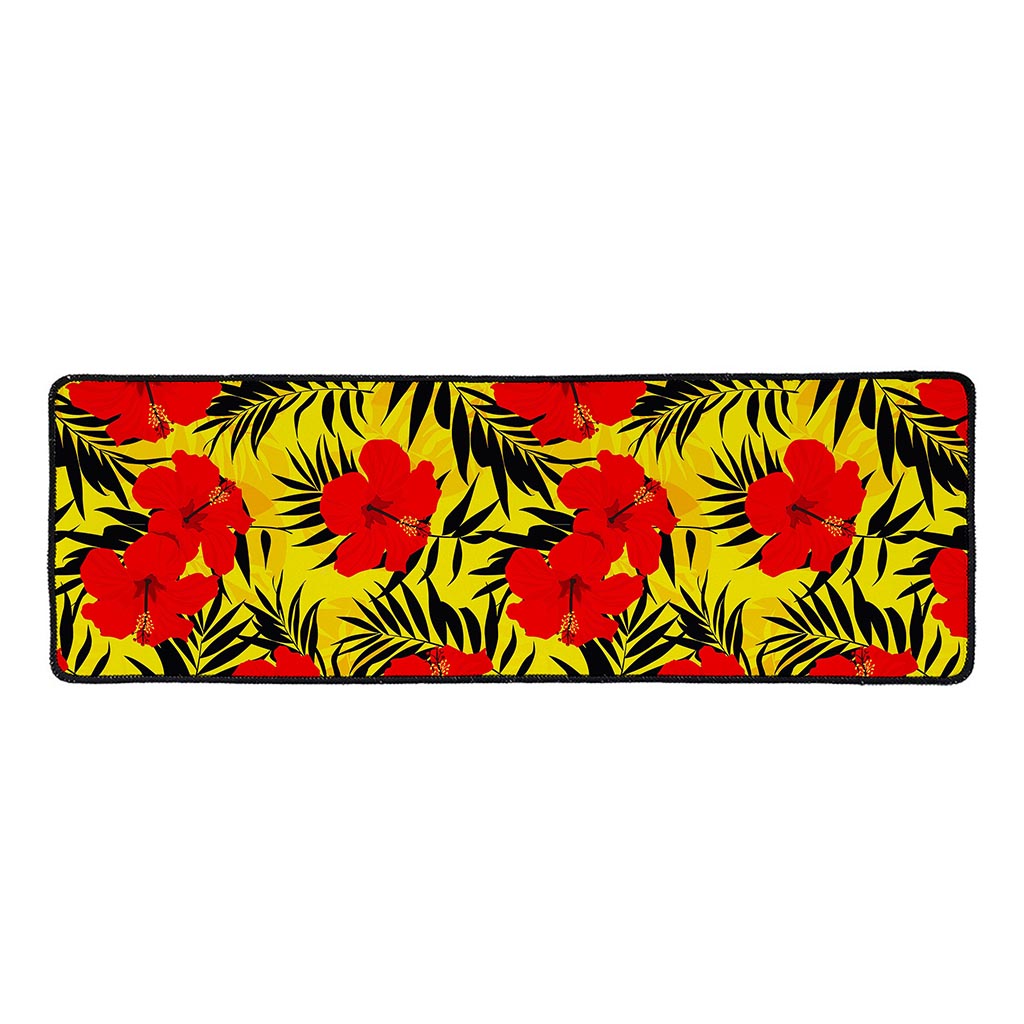 Hawaiian Hibiscus Flowers Pattern Print Long Kitchen Mat