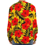 Hawaiian Hibiscus Flowers Pattern Print Long Sleeve Baseball Jersey