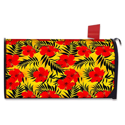 Hawaiian Hibiscus Flowers Pattern Print Mailbox Cover