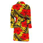 Hawaiian Hibiscus Flowers Pattern Print Men's Bathrobe