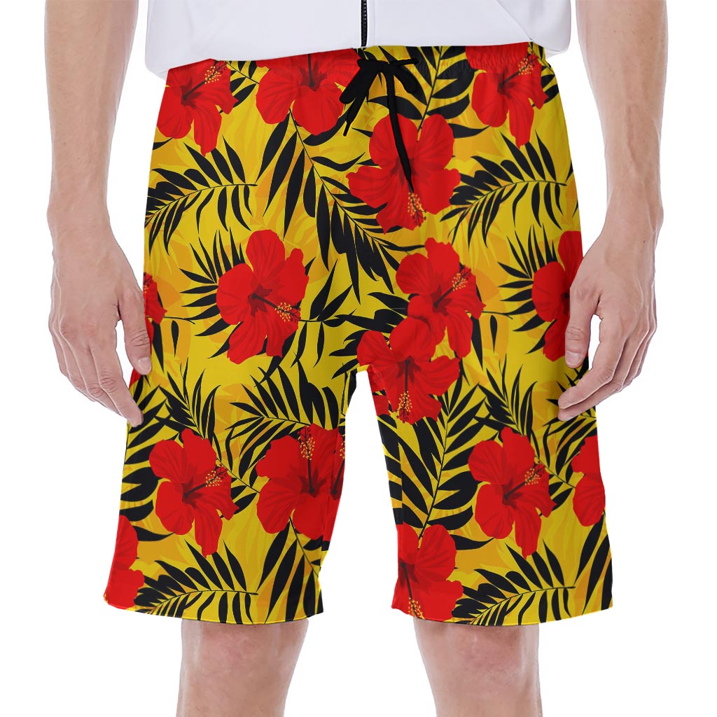 Hawaiian Hibiscus Flowers Pattern Print Men's Beach Shorts