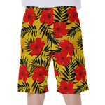 Hawaiian Hibiscus Flowers Pattern Print Men's Beach Shorts