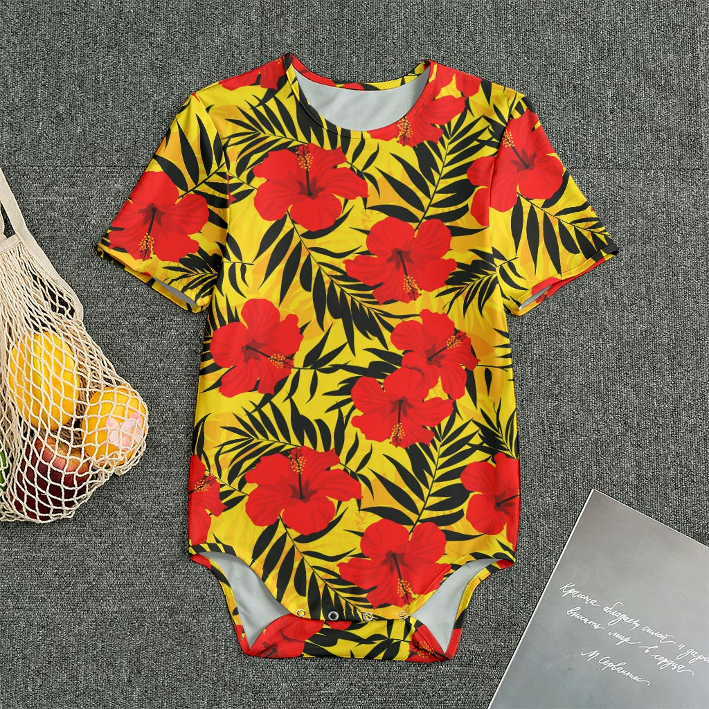 Hawaiian Hibiscus Flowers Pattern Print Men's Bodysuit