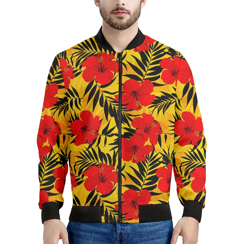 Hawaiian Hibiscus Flowers Pattern Print Men's Bomber Jacket