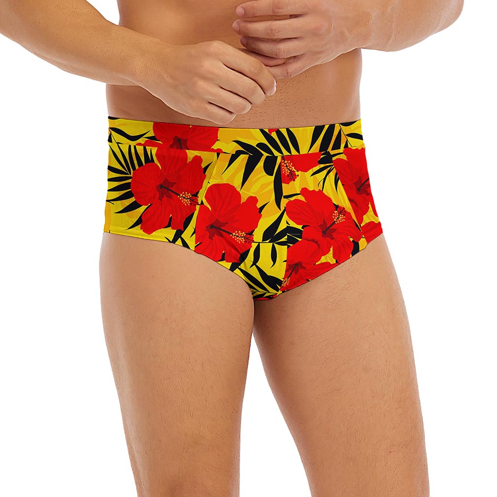 Hawaiian Hibiscus Flowers Pattern Print Men's Briefs