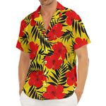 Hawaiian Hibiscus Flowers Pattern Print Men's Deep V-Neck Shirt