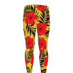 Hawaiian Hibiscus Flowers Pattern Print Men's leggings