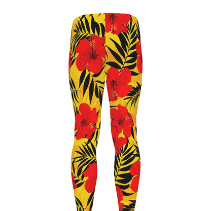 Hawaiian Hibiscus Flowers Pattern Print Men's leggings