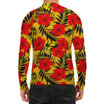 Hawaiian Hibiscus Flowers Pattern Print Men's Long Sleeve Rash Guard