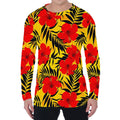 Hawaiian Hibiscus Flowers Pattern Print Men's Long Sleeve T-Shirt