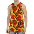 Hawaiian Hibiscus Flowers Pattern Print Men's Muscle Tank Top