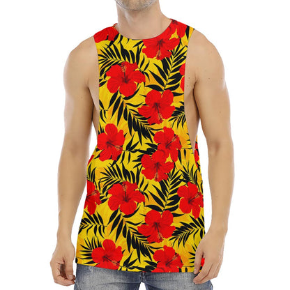 Hawaiian Hibiscus Flowers Pattern Print Men's Muscle Tank Top