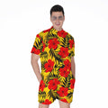 Hawaiian Hibiscus Flowers Pattern Print Men's Romper