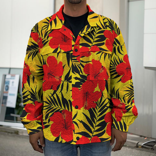 Hawaiian Hibiscus Flowers Pattern Print Men's Shirt Jacket