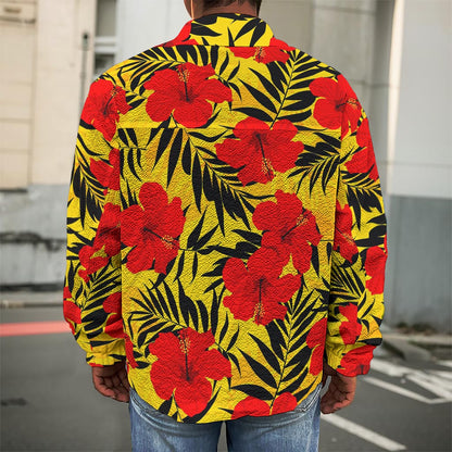 Hawaiian Hibiscus Flowers Pattern Print Men's Shirt Jacket