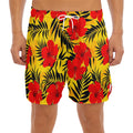 Hawaiian Hibiscus Flowers Pattern Print Men's Split Running Shorts