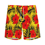 Hawaiian Hibiscus Flowers Pattern Print Men's Sports Shorts
