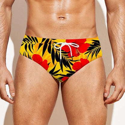 Hawaiian Hibiscus Flowers Pattern Print Men's Swim Briefs