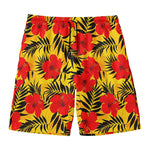 Hawaiian Hibiscus Flowers Pattern Print Men's Swim Trunks