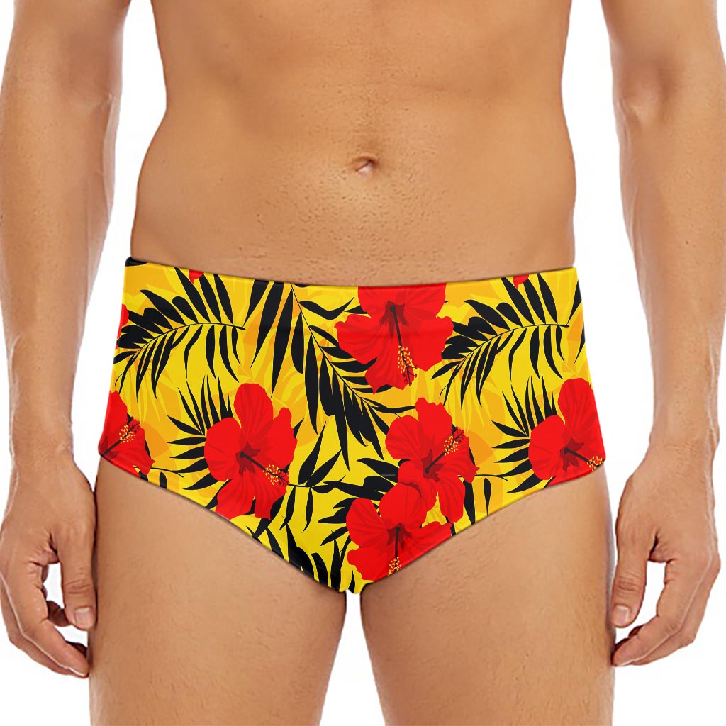 Hawaiian Hibiscus Flowers Pattern Print Men's Triangle Swim Briefs