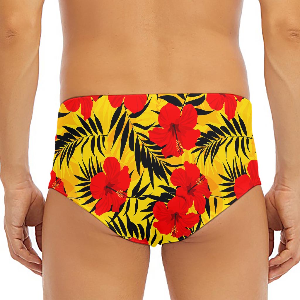 Hawaiian Hibiscus Flowers Pattern Print Men's Triangle Swim Briefs