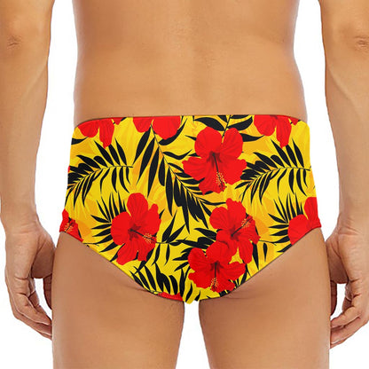 Hawaiian Hibiscus Flowers Pattern Print Men's Triangle Swim Briefs