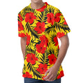 Hawaiian Hibiscus Flowers Pattern Print Men's Velvet T-Shirt