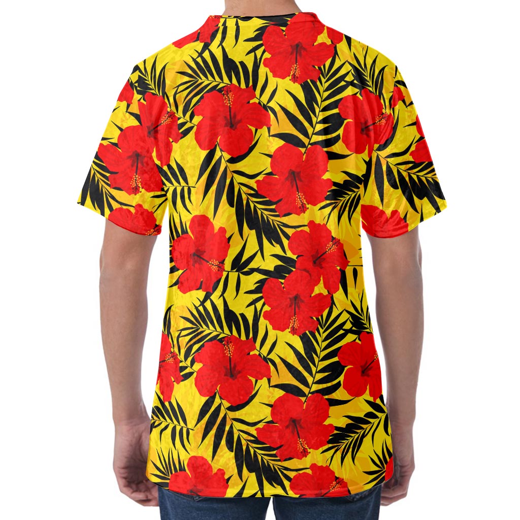 Hawaiian Hibiscus Flowers Pattern Print Men's Velvet T-Shirt
