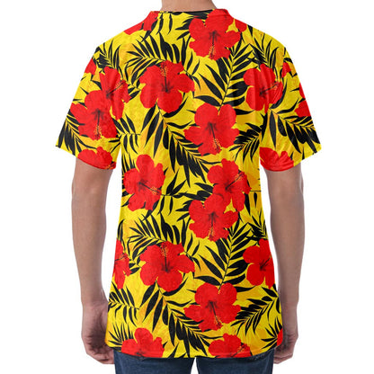 Hawaiian Hibiscus Flowers Pattern Print Men's Velvet T-Shirt