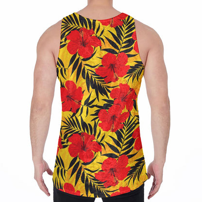 Hawaiian Hibiscus Flowers Pattern Print Men's Velvet Tank Top