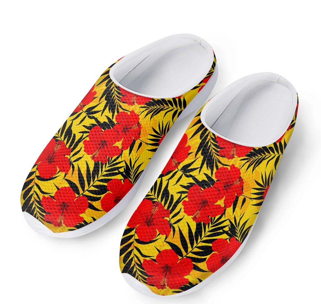 Hawaiian Hibiscus Flowers Pattern Print Mesh Casual Shoes