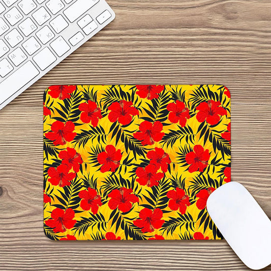 Hawaiian Hibiscus Flowers Pattern Print Mouse Pad