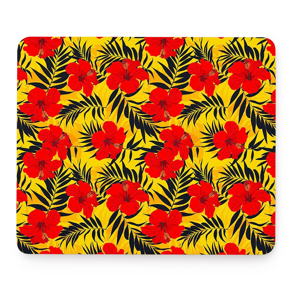 Hawaiian Hibiscus Flowers Pattern Print Mouse Pad