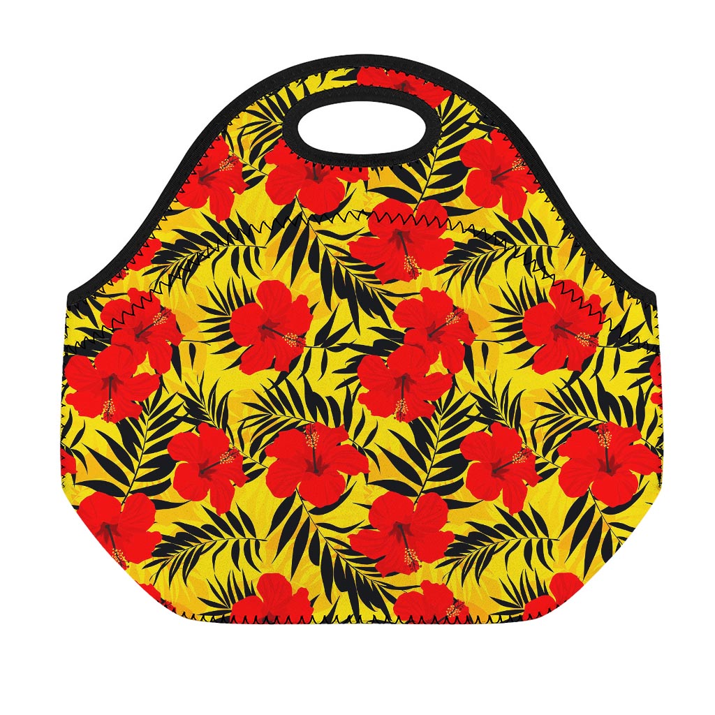 Hawaiian Hibiscus Flowers Pattern Print Neoprene Lunch Bag