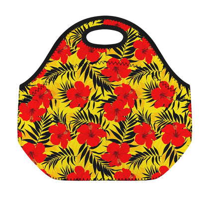 Hawaiian Hibiscus Flowers Pattern Print Neoprene Lunch Bag