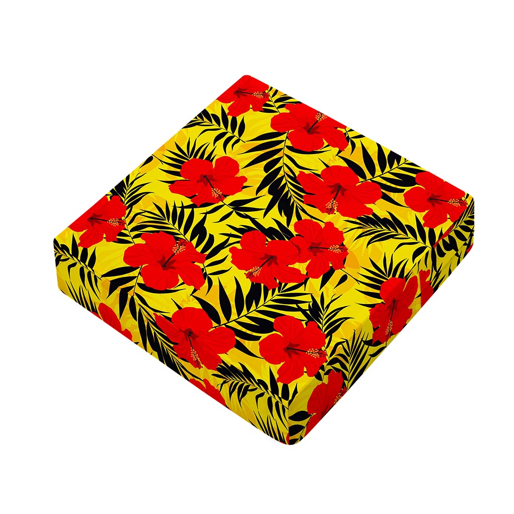 Hawaiian Hibiscus Flowers Pattern Print Outdoor Seat Cushion Cover