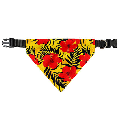 Hawaiian Hibiscus Flowers Pattern Print Over The Collar Dog Bandana