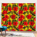 Hawaiian Hibiscus Flowers Pattern Print Pencil Pleat Curtains