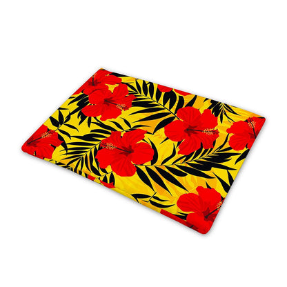 Hawaiian Hibiscus Flowers Pattern Print Pet Cooling Mat Cover