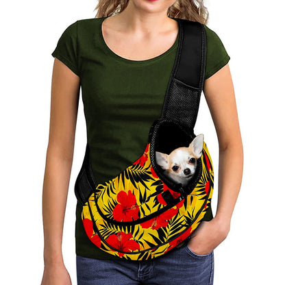 Hawaiian Hibiscus Flowers Pattern Print Pet Sling Carrier