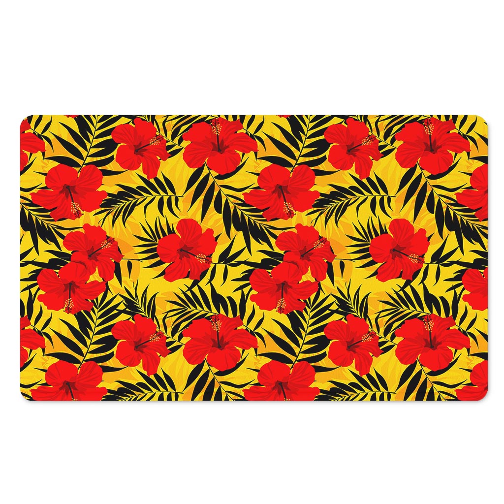 Hawaiian Hibiscus Flowers Pattern Print Polyester Doormat