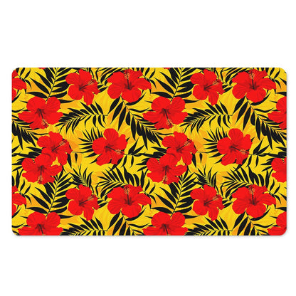 Hawaiian Hibiscus Flowers Pattern Print Polyester Doormat