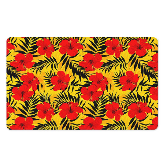 Hawaiian Hibiscus Flowers Pattern Print Polyester Doormat