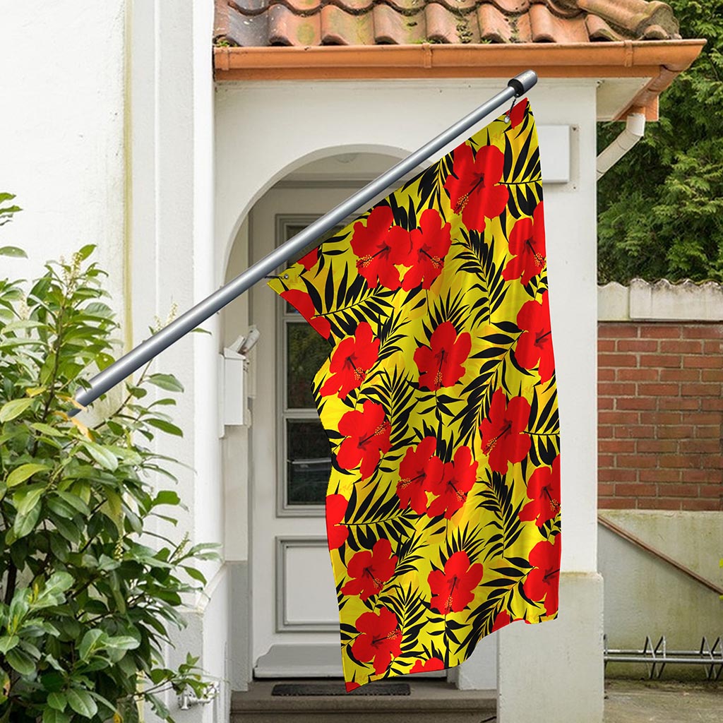 Hawaiian Hibiscus Flowers Pattern Print Polyester Flag