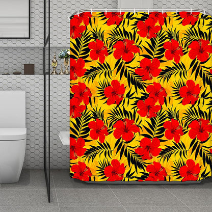 Hawaiian Hibiscus Flowers Pattern Print Polyester Shower Curtain